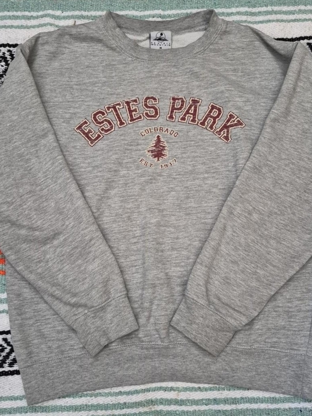 Estes Park Colorado Crewneck Sweatshirt - Gray with Burgundy Print
